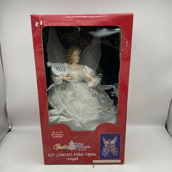 Optic Glow By Puleo 12” Fiber Optic Angel Color Changing Lights Tree Topper NOS - Picture 1 of 8